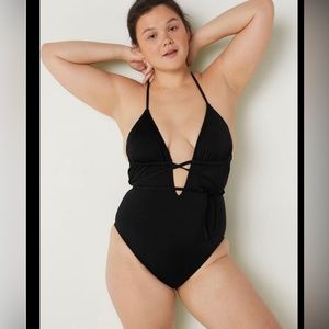 PINK Victoria's Secret Triangle Wrap One Piece Black